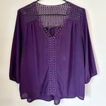 PaperMoon  Purple Blouse with Crochet Accents - Petite Large Photo 0