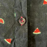 Westport Navy Sleeveless Button-Down Tie Front Top – Watermelon Print Photo 3