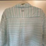 Columbia Teal and White Striped Shirt Photo 7