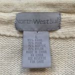 Vintage 90s Cardigan Sweater Oatmeal Cream Boxy Cropped Knit Wool Blend Vneck Size L Photo 6