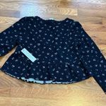 Kirious  LA Women’s Large Black Floral Ruffle Thermal Knit Long Sleeve Crop Top Photo 5