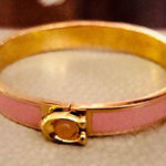 Coach Signature Push Hinged Bangle In Gold/Blush Pink Style $128 Photo 0