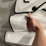 Tahari Cute white black trim reverse tuxedo chunky button blazer pockets rose Photo 7