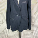 T by Alexander Wang Black Leather Accent Trim Knit Blazer Size Small‎ **Flawed Photo 4