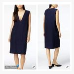 Eileen Fisher  Midnight V Neck K/L Crepe Tencel Dress Photo 3