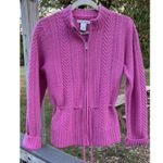 Vtg Cambridge Dry Goods Lambswool Angora Blend Sweater Zip Up Cardigan Pink L Size L Photo 0