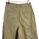Shuttle Notes Pants Olive Green Pleated High Waist Cropped Wide Leg Womens Size 28 Photo 3