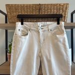 Eileen Fisher  Mid-Rise White Slim Leg Raw Hem Ankle Jeans, 4 Photo 1