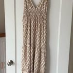 Sim & Sam  Bohemian Tan Babydoll Linen Blend Maxi Dress in Oat Print Size XSmall Photo 0
