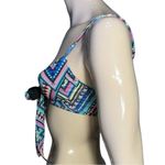 l*space L* Women’s S Black Multi Color Aztec Geometric Print Tie Front Bikini Top Photo 3
