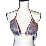 Aurum Halter Neck Geometric Triangle Bikini Top Tassel Tie Padded Size 6 New Pink Photo 1