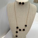 18K Gold Plated Floral Clover Y Lariat Elegant Necklace Set stainless steel Black Photo 3