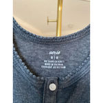 Aerie Ribbed Tank Top Button Front Charcoal Gray Summer Coastal Beach Basic Soft Photo 3