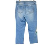Women Size 12 Jeans Blue Floral Embroidered Blue Crop Stretch Boho Cottagecore Photo 1