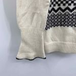 Talbots  Sweater‎ Womens Medium Petite Cream Black Wool Blend Bell Sleeve Holiday Photo 3