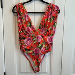 ZARA  Women’s Multi- Color Floral One Piece Bodysuit Large NWOT Photo 2