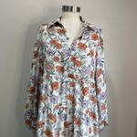 Dokotoo Floral Tiered Maxi Dress Long Sleeve Button Front Boho Sz Large White Photo 7