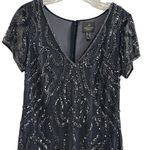 Adrianna Papell Women's Size 8 Navy Sequin Knee Length Dress Photo 4