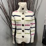 Aeropostale 🌺 WHITE STRIPPED COTTON COWL NECK CARDIGAN SWEATER🌺 Photo 2