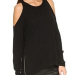 Ramy Brook  Tascha Black Cold Shoulder Wool Sweater with Side Zipper Size Small Photo 0