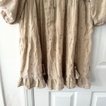 ZARA  NWT Beige Tan Peter Pan Embroidered Floral Collar Mini Dress New Medium Photo 4