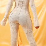 Bad Society Club OFF THE SHOULDER PRINTED JUMPSUIT in cream swirl print Photo 3