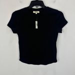 Madewell Regenerative Cotton Ribbed Crewneck Tee Shirt Stretch Jet Black XS NWT Photo 3