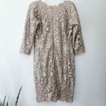 Tadashi Shoji  Embroidered Sequin Lace‎ Sand Beige Cocktail Dress Size 12 Photo 7