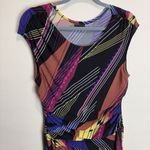 Women's Voir Voir Bright Multicolor Short Sleeve Drop Waist Round Neck Dress 12 Black Photo 2