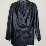 Line and Dot  River Vegan Faux Leather Longline Blazer Jacket Size Small Black Photo 3