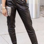 Spanx Like New Faux Leather Joggers Black Size Medium Photo 7