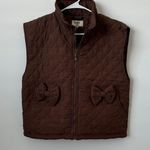 Umgee  Brown Quilted Bow Vest and Shorts Set Size: L Photo 0