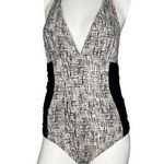 Calvin Klein  one piece v-neck black & cream / white bathing suit women size 8 Photo 0