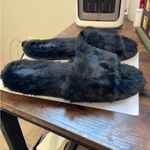 PINK - Victoria's Secret  Black Furry Slippers Photo 1