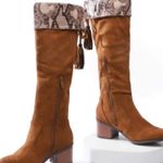 Trary brown suede over the knee high snake chunky heel boots NEW Size 7 Photo 0