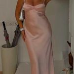 ZARA  dress maxi midi Light Pink satin effect wedding party cocktail evening  Photo 3