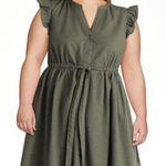 NWT Time + Tru Green Cotton Mini Flutter Shirtdress Size XL Photo 0