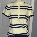 Tommy Hilfiger  Yellow and Blue Striped Polo Shirt woman’s size Large preppy Photo 0