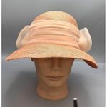 Plaza Suite by Betmar Straw Sun Hat Peach Organza Bow Wide Brim Outdoor 21.75" Photo 4