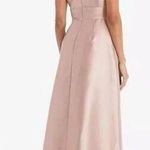 Alfred Sung New! Draped One-Shoulder Satin Maxi Dress in Toasted Sugar, size 14R Photo 1