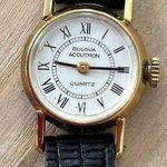Bulova Accutron Rare Vintage Ladies Watch Gold Filled Case White Dial Leather Photo 0