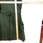 Fat Face 10 Linen Army Green Midi Dress Scoopneck Pockets Tie Front Summer Beach Photo 7