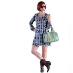 Parker AZTEC CATALINA BLACK WHITE FAUX WRAP LONG SLEEVE SILK DRESS Photo 1