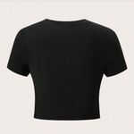 NEW I Put The Hot In Psychotic Black Crop Top Black & Red Graphic Top Tee Large Photo 1