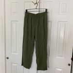 Old Navy  Khaki Green Wide Straight Leg Casual Minimalist Elegant Linen Pants M Photo 3