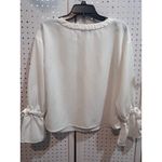 Premise Studio  Womens Blouse Long Sleeve Tie Cuff Ivory Cream‎ Size S Small Photo 5