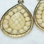 Source Unknown Rare Vintage Mellow Yellow Etched Stone Teardrop Dangle/Drop Hook Earrings Photo 1