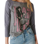 Lucky Brand Joan Jett World Tour II Crew Neck Raglan Long Sleeve Tee Shirt XXL Photo 0