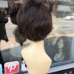 Human hair chestnut brown highlights short wig bob Photo 7