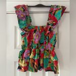 THML  Multicolor‎ Floral Smocked Tank Top Size Small EUC Photo 1